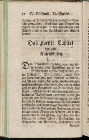 Das zweyte Capitel von dem Nasenbluten
