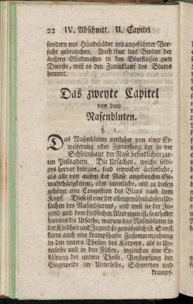 Das zweyte Capitel von dem Nasenbluten