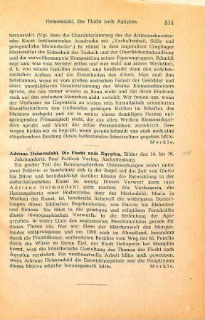 511 [Rezension] Heimendahl, Adriane, Die Flucht nach Ägypten