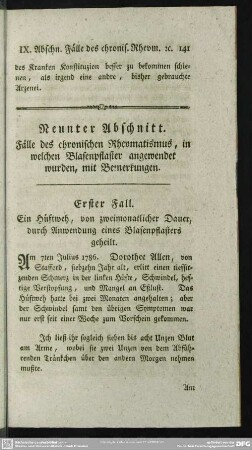 Neunter Abschnitt. Fälle des chronischen Rheumatismus, in welchen Blasenpflaster angewendet wurden