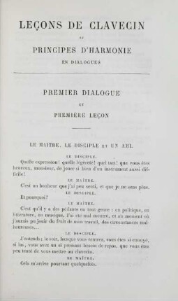 Lecons de clavecin et principes d'harmonie en dialogues
