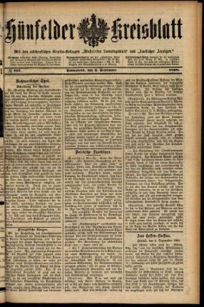Ausgabe vom Samstag, den 03. September 1898.