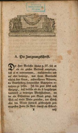 Versuch einer Beleuchtung und Abfertigung der fortgesetzten Nachrichten des Herrn Amtsverwalters Fink über den Erfolg der Sommer-Stallfütterung der Schaafe zu Gröbzig : von Einem Freunde Vom Kleebau