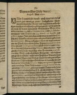 73-76, Bayrn an Chur Pfaltz den 25. August Anno 1620