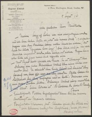Brief an B. Schott's Söhne : 05.09.1910