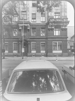 Dresden-Neustadt, Karl-Marx-Platz (Palaisplatz) 2 a/d. Verwaltungsgebäude (um 1900). Straßenfront (Teilansicht)