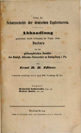 Ueber die Schutzscheide der deutschen Equisetaceen : Abhandlung