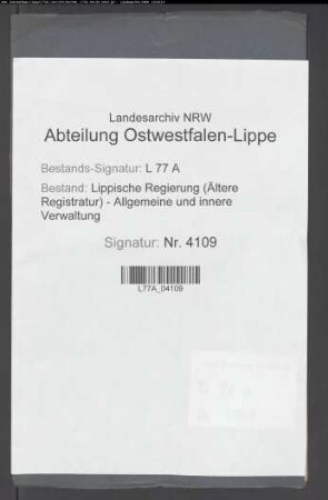 Spezialteilung des Anteils des Dorfes Oerlinghausen an den Menkhauser Bergen