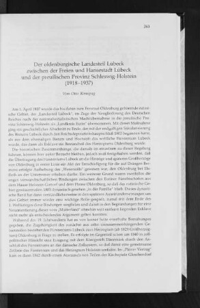 Der oldenburgische Landesteil Lübeck zwischen der Freien und Hansestadt Lübeck und der preußischen Provinz Schleswig-Holstein (1918-1937)
