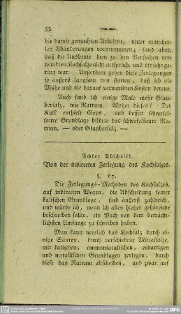 Achter Abschnitt. Von der indirecten Zerlegung des Kochsalzes