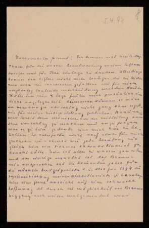 Nr. 8: Brief von Max von Waldberg an Edward Schröder, Heidelberg, 5.4.1892