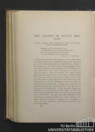 The legend of Sleepy Hollow. Found among the papers of the late died-rich Knickerbocker.