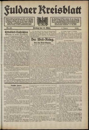 Ausgabe vom Freitag, den 19. März 1915.