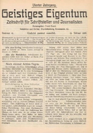 Nummer 10 (15. Februar 1908)