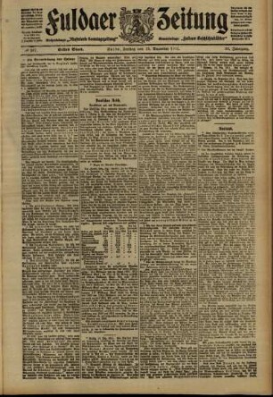 Erste Ausgabe vom Freitag, den 15. Dezember 1911.
