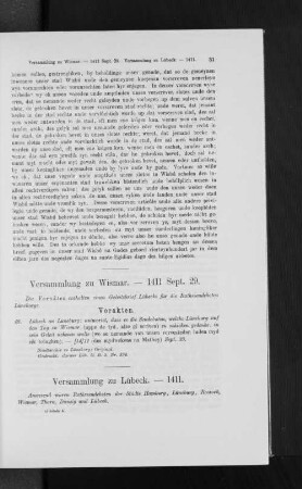 Versammlung zu Lübeck. - 1411.