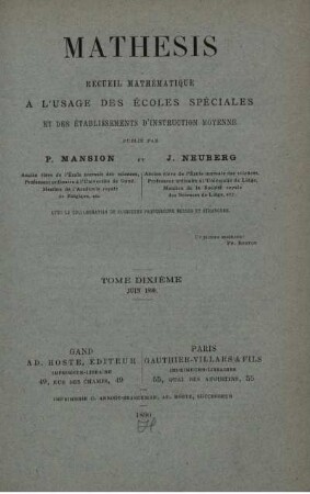 TOME DIXIÉME JUNI 1890