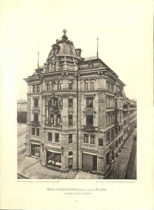Tafel 1. Wohn- & Geschäftshaus, Maximilianplatz München. Architekt: Exter