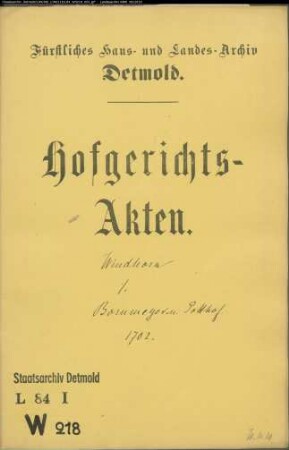 Windhorn, Prokurator gegen Bornmeyer und Polthof - Schuldforderung