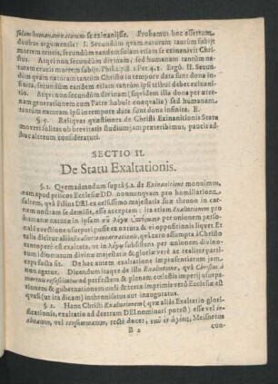 Sectio II. De Statu Exaltationis.