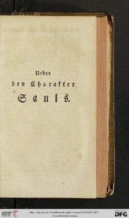 Ueber den Charakter Sauls