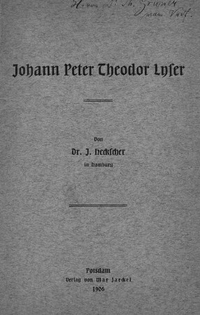 Johann Peter Theodor Lyser