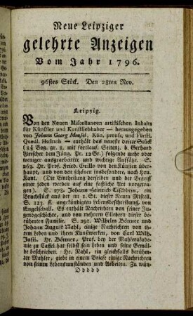 96stes Stück. Den 28ten Nov.