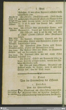 II. Titul. Von der Unterweisung der Officiers