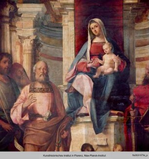 Thronende Madonna mit Heiligen und musizierenden Engeln