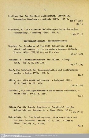 Instrumentenkunde, Instrumentation