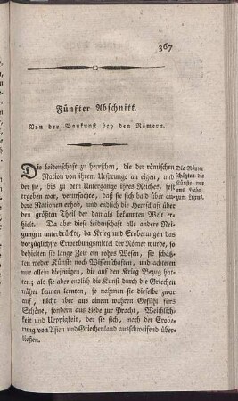 Fünfter Abschnitt. Von der Baukunst bey den Römern.