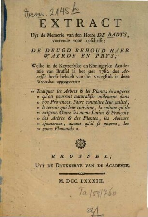 Extract uyt de memorie Indiquer les arbres et les plantes étrangères qu'on pourroit naturaliser utilement dans nos provinces