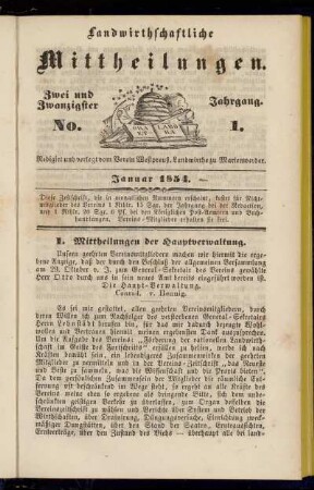 Zwei und Zwanzigster Jahrgang. No. 1.