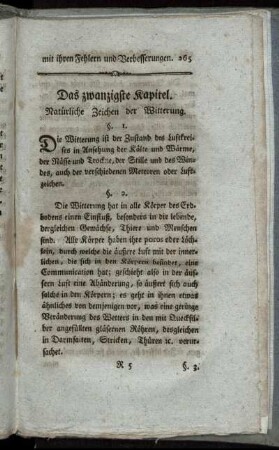 Das zwanzigste Kapitel. Natürliche Zeichen der Witterung.