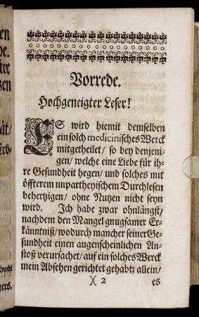 Vorrede. Hochgeneigter Leser!