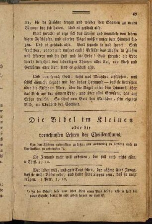 Die Bibel im Kleinen oder die vornehmsten Lehren des Christenthums. - Dankgebet.