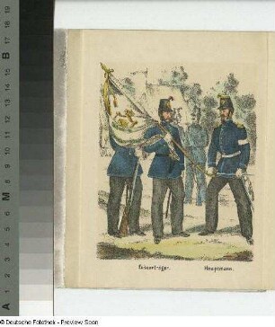 Fahnenträger. Hauptmann [der Leipziger Communalgarde]. Abbildung 3 des 6-teiligen Leporellos