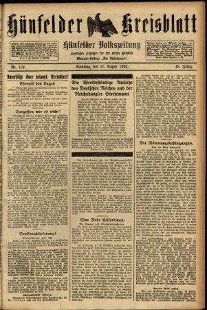 Ausgabe vom Samstag, den 25. August 1923.