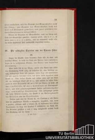 IV. Die nöthigsten Theorien aus der Curven-Lehre.