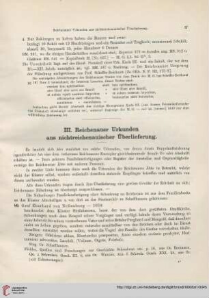 III: Reichenauer Urkunden aus nichtreichenauischer Überlieferung