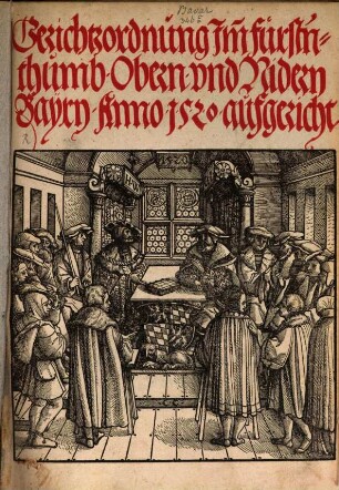 Gerichtzordnung Jm[m] Fürstenthumb Obern vnd Nidern Bayrn, Anno 1520 auffgericht : [zů München an sanndt Jörgen tag, des Jars alls man zallte ... Fünffzehenhundert vnnd jm[m] zwaintzigisten]