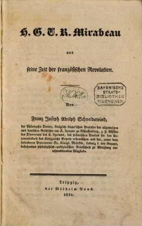 Mirabeau und seine Zeit der französischen Revolution