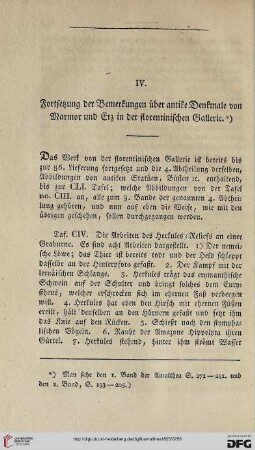 Fortsetzung der Bemerkungen über antike Denkmale von Marmor und Erz in der florentinischen Gallerie, [3]