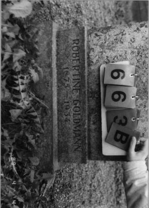 Grabstein 663 (Index: 100088929) Material: Kalkstein Zustand: stark verwittert Maße HxBxT: 145x53x26 cm Symbolik: Davidstern Besonderheit: Doppelgrab: Grabstein 663B