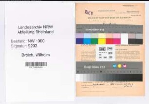 Entnazifizierung Wilhelm Broich, geb. 06.05.1900 (Verwaltungssekretaer)