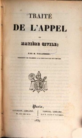 Traité de l'appel en matière civile