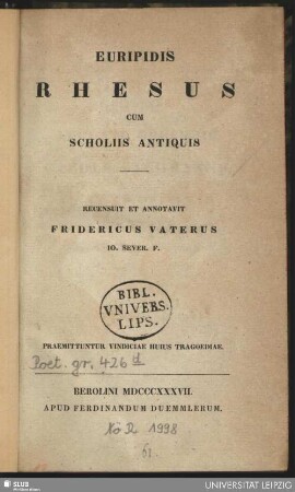 Euripidis Rhesus : cum scholiis antiquis