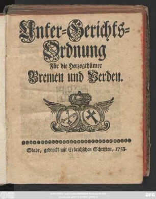Unter-Gerichts-Ordnung Für die Herzogthümer Bremen und Verden