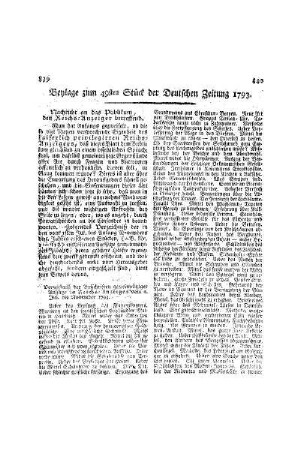 Beylage zum 49ten Stück der Deutschen Zeitung 1793