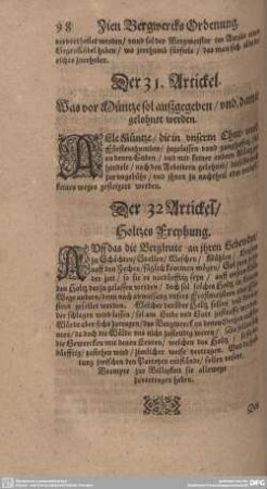 Der 32. Artickel. Holtzes Freyhung.
